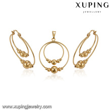 64087 Xuping mais novo colar de contas de ouro arredondado simples charme design banhado a ouro conjuntos de jóias